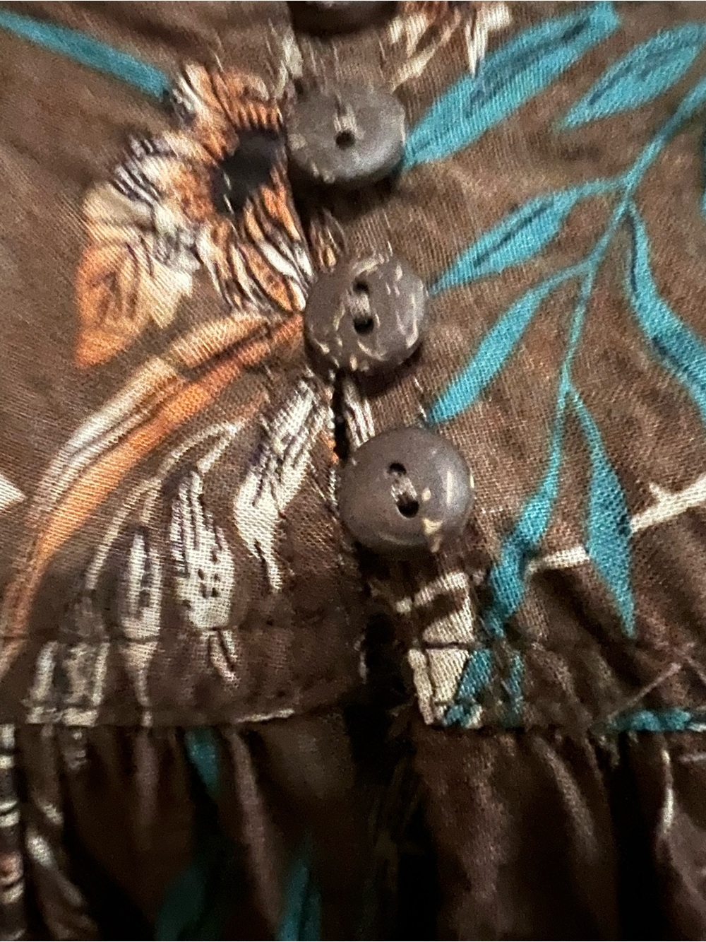 NATURAL LIFE Brown Maxi dress with Teal and Cream Floral Print - Picture 6 of 6